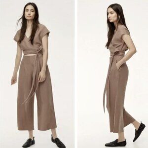 wilfred aritzia brax cutout tie wrap crop wide leg jumpsuit